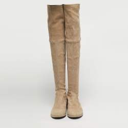 مملوكة مسبقًا Stuart Weitzman Lowland Size 39.5 Beige Suede Knee Length Boots