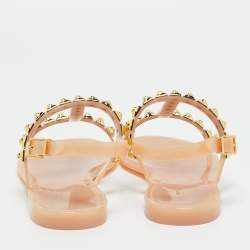 مملوكة مسبقًا Stuart Weitzman Size 39 Beige Jelly Rose Studded Flat Sandals