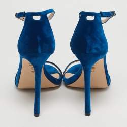 Pre Owned صندل ستيوارت وايتزمان حزام حول الكاحل فيلفت أزرق مقاس 40