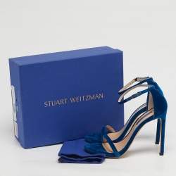 Pre Owned صندل ستيوارت وايتزمان حزام حول الكاحل فيلفت أزرق مقاس 40