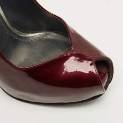 Pre Owned Stuart Weitzman Size 35.5 Burgundy Patent Leather Peep Toe Platform Pumps