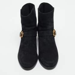 مملوكة مسبقًا Stuart Weitzman Size 38.5 Black Suede Ankle Length Boots