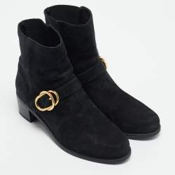 مملوكة مسبقًا Stuart Weitzman Size 38.5 Black Suede Ankle Length Boots