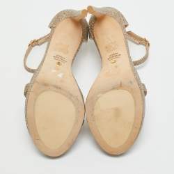 مملوكة مسبقًا صندل بكاحل ستيوارت وايتزمان نوديست قماش لوريكس معدني ذهبي مقاس 39.5