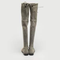مملوكة مسبقًا Stuart Weitzman Fossil Size 39.5 Grey Suede Knee Length Boots