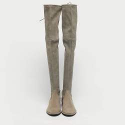 مملوكة مسبقًا Stuart Weitzman Fossil Size 39.5 Grey Suede Knee Length Boots