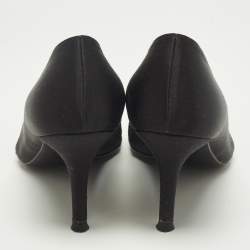 Pre Owned حذاء كعب عالي ستيورات وايتزمان شانتيل دانتيل أسود وحرير مقدمة مفتوحة مقاس 38.5