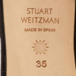 مملوكة مسبقًا صندل ستيوارت وايتزمان أسود شامواه بسوار للكاحل مقاس 35