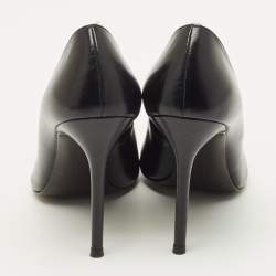 مملوكة مسبقًا حذاء كعب عالي ستيوارت وايتزمان جلد أسود مقدمة مدببة مقاس 38.5