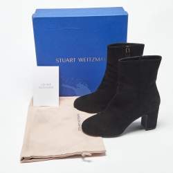 Pre Owned حذاء بوت كاحل ستيوارت وايتزمان قماش وسويدى أسود مقاس 38.5