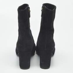 Pre Owned حذاء بوت كاحل ستيوارت وايتزمان قماش وسويدى أسود مقاس 38.5