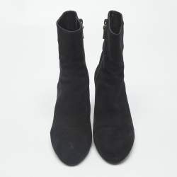 Pre Owned حذاء بوت كاحل ستيوارت وايتزمان قماش وسويدى أسود مقاس 38.5