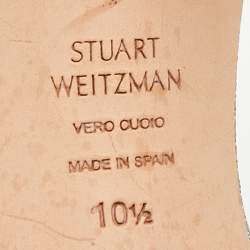 مملوكة مسبقًا Stuart Weitzman Nudist Size 41.5 Gold Metallic Lurex Fabric Ankle Strap Sandals