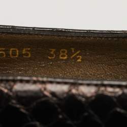 مملوكة مسبقًا حذاء كعب عالي ستيورت وايتزمان منصة جلد منقوش بطبعة أفعى برونزي مقاس 38.5