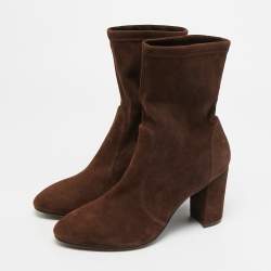 Pre Owned حذاء بوت بطول الكاحل ستيورات وايتزمان سويدي بني مقاس 38.5