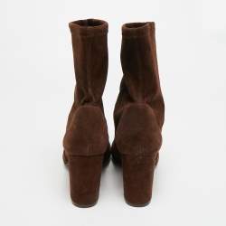 Pre Owned حذاء بوت بطول الكاحل ستيورات وايتزمان سويدي بني مقاس 38.5