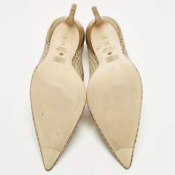 Pre Owned حذاء كعب عالي ستيوارت وايتزمان جلد منقوش بيثون أسود مقاس 38