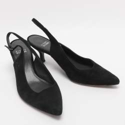 مملوكة مسبقًا حذاء كعب عالي ستيوارت وايتزمان أسود سويدي بحزام خلفي مقاس 40