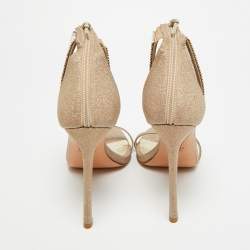 Pre Owned Stuart Weitzman Nudist Size 39 Metallic Glitter Ankle Strap Sandals