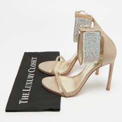 Pre Owned Stuart Weitzman Nudist Size 39 Metallic Glitter Ankle Strap Sandals