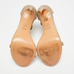 Pre Owned Stuart Weitzman Nudist Size 39 Metallic Glitter Ankle Strap Sandals