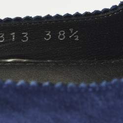 Pre Owned Stuart Weitzman Size 38.5 Navy Blue Suede Peep Toe Pumps