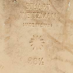 Pre Owned Stuart Weitzman Size 38.5 Black PVC and Suede Ankle Strap Flats