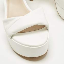 Pre Owned Stuart Weitzman Everly Size 38 White Leather Platform Sandals