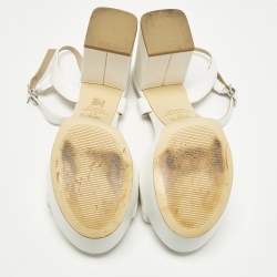 Pre Owned Stuart Weitzman Everly Size 38 White Leather Platform Sandals