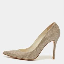 Pre Owned Stuart Weitzman Size 40 Metallic Lurex Fabric Pointed Toe Pumps
