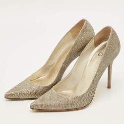 Pre Owned Stuart Weitzman Size 40 Metallic Lurex Fabric Pointed Toe Pumps