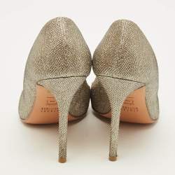 Pre Owned Stuart Weitzman Size 40 Metallic Lurex Fabric Pointed Toe Pumps