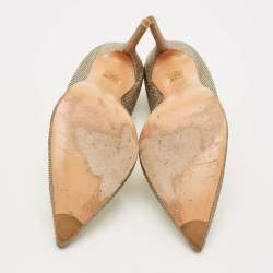 Pre Owned Stuart Weitzman Size 40 Metallic Lurex Fabric Pointed Toe Pumps