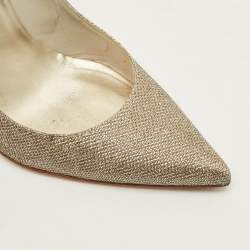 Pre Owned Stuart Weitzman Size 40 Metallic Lurex Fabric Pointed Toe Pumps