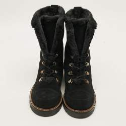 Pre Owned Stuart Weitzman Luge Size 39 Black Suede Mid Calf Boots