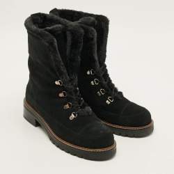 Pre Owned Stuart Weitzman Luge Size 39 Black Suede Mid Calf Boots