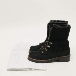 Pre Owned Stuart Weitzman Luge Size 39 Black Suede Mid Calf Boots
