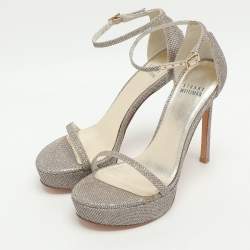 مملوكة مسبقًا Stuart Weitzman Size 36 Metallic Glitter Ankle Strap Sandals
