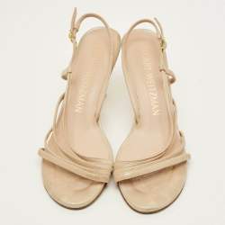Pre Owned Stuart Weitzman Mondrian Glam Size 38 Beige Suede Slingback Sandals