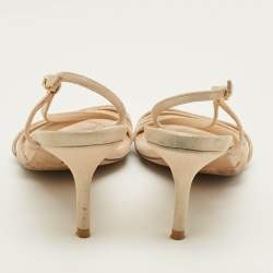 Pre Owned Stuart Weitzman Mondrian Glam Size 38 Beige Suede Slingback Sandals