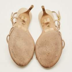 Pre Owned Stuart Weitzman Mondrian Glam Size 38 Beige Suede Slingback Sandals