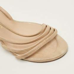 Pre Owned Stuart Weitzman Mondrian Glam Size 38 Beige Suede Slingback Sandals