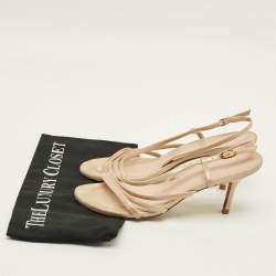 Pre Owned Stuart Weitzman Mondrian Glam Size 38 Beige Suede Slingback Sandals