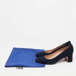 Pre Owned Stuart Weitzman Size 41 Navy Blue Suede Block Heel Pumps