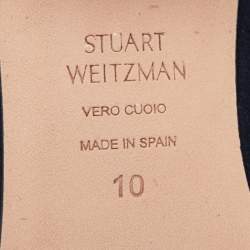Pre Owned Stuart Weitzman Size 41 Navy Blue Suede Block Heel Pumps