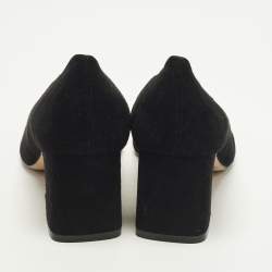 مملوكة مسبقًا حذاء كعب عالي ستيوارت وايتزمان سويدي أسود بكعب عريض مقاس 37.5