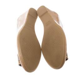 Stuart Weitzman Beige Patent Leather The Belle Perforated Detail Ballet Pumps Size 39
