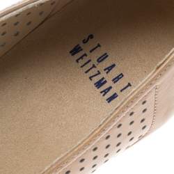 Stuart Weitzman Beige Patent Leather The Belle Perforated Detail Ballet Pumps Size 39