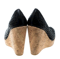 Pre Owned حذاء كعب عالي ستيوارت وايتزمان كعب روكي فيلين نعل سميك نودوتكومر جلد مخرم أسود مقاس 41