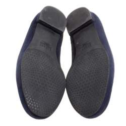 Stuart Weitzman Blue Suede Lys Crystal Rocks Smoking Slipper Size 36.5